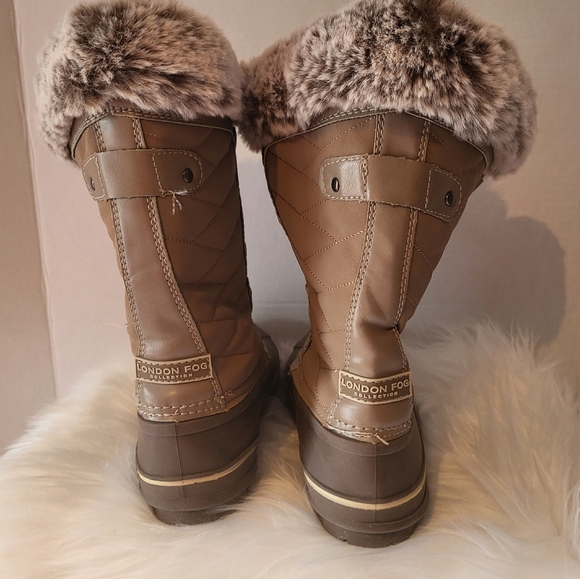 London Fog Kids Fur-Lined Winter Boots - Brown - Picture 3 of 5